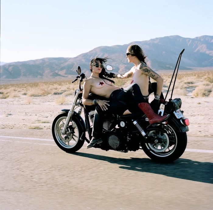 Girls on a motorcycle in Dublin